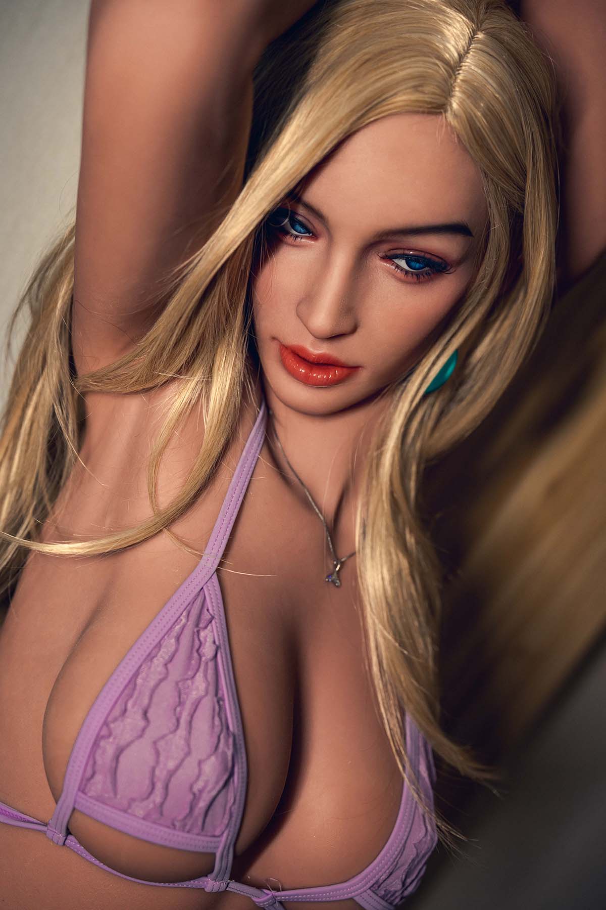 157cm (5'2") Realistic Tan Sex Doll – Ultra-Soft Gel Breasts, Blue Eyes & Standing Feet