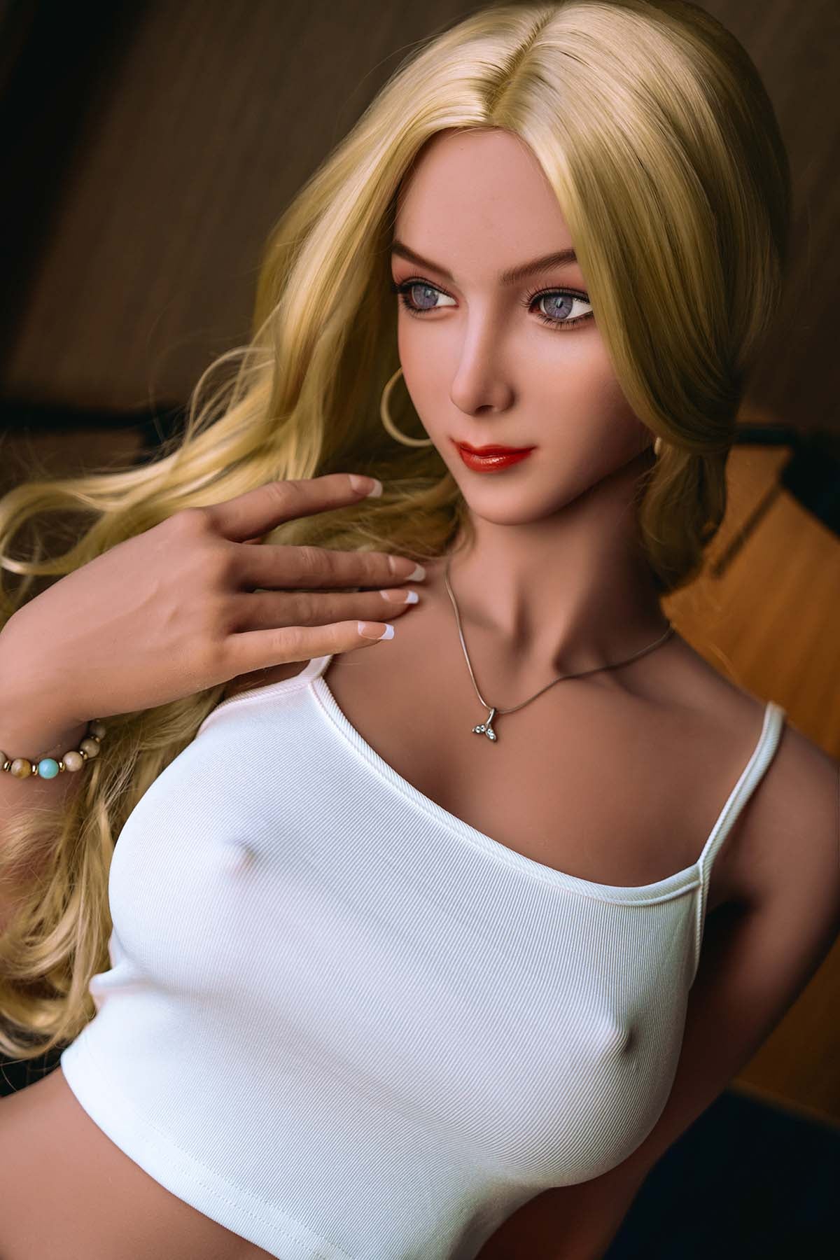 157cm (5'2") Realistic Sex Doll – Ultra-Soft Gel Breasts, Light Tan Skin, Standing Feet