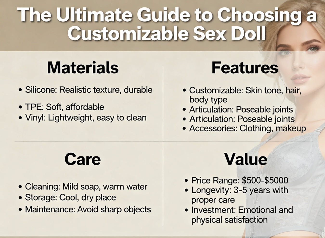 Customizable sex doll with realistic body features and personalized design options