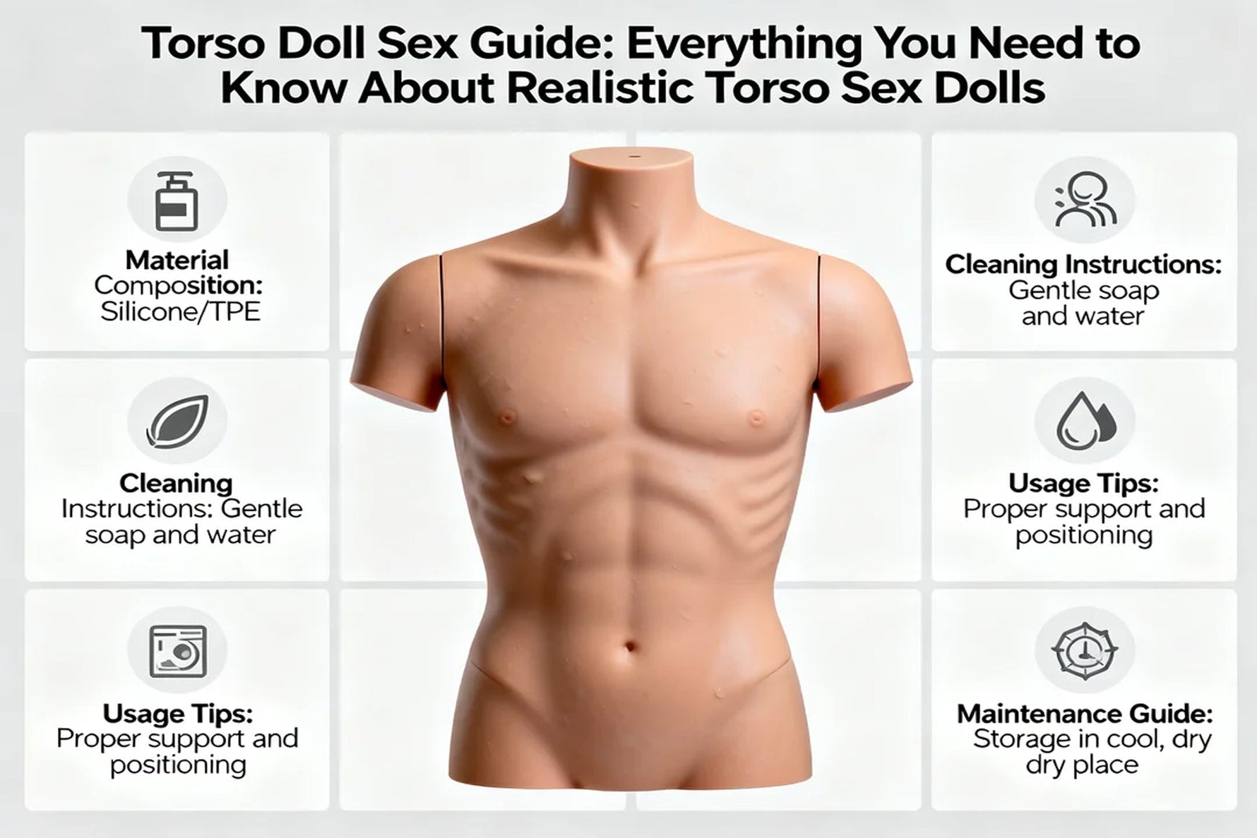 Realistic torso doll sex toy made of soft TPE material