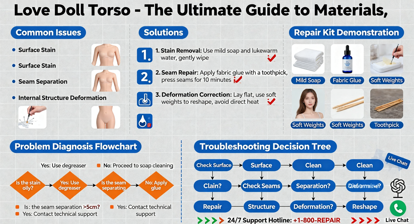 realistic silicone love doll torso with lifelike texture on white background