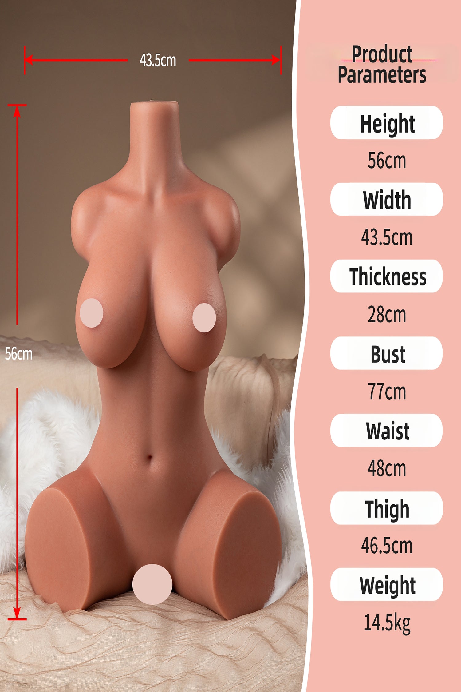 Lifelike Male Masturbator Sex Doll Torso - Big Boobs, 32.2LB, Silicone Material (Customizable Face & Hair)