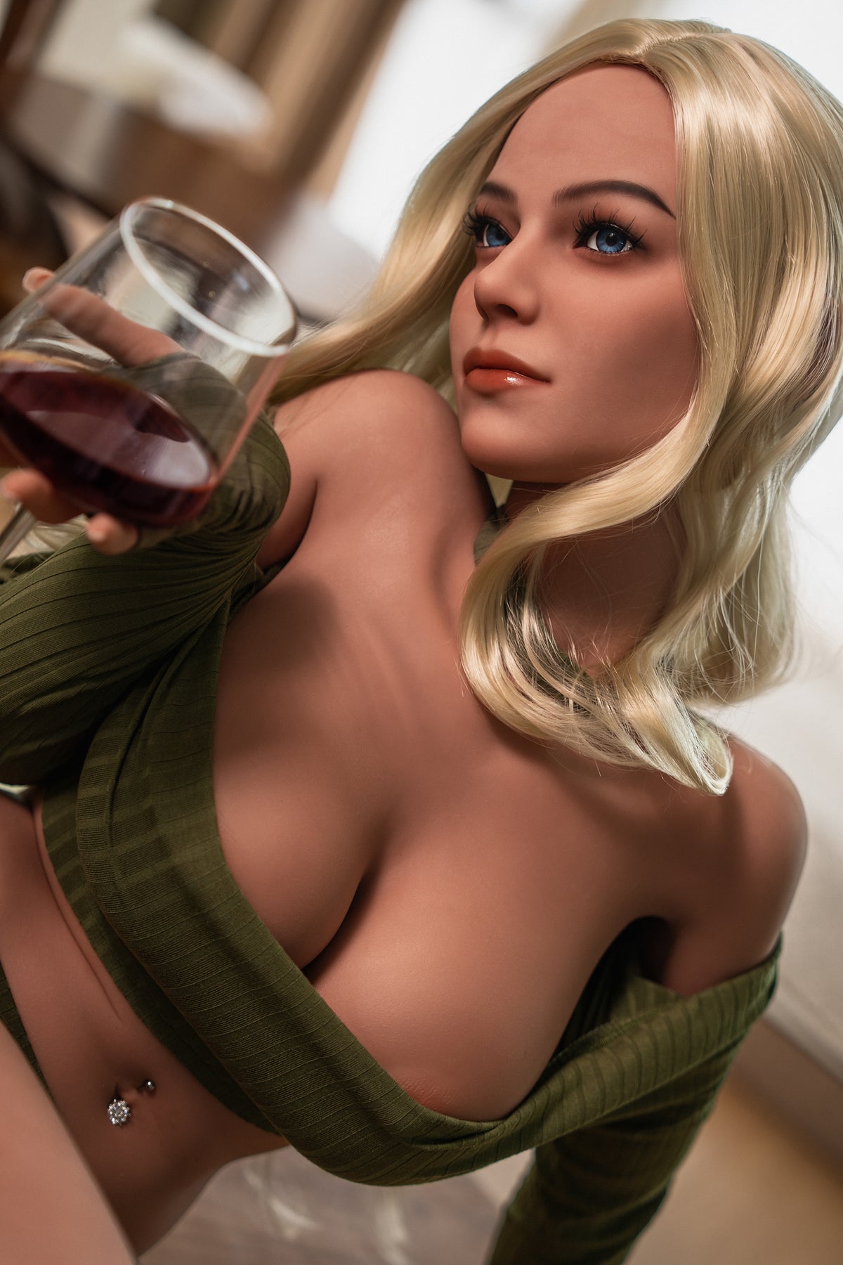 Close-up Detail of Customizable Blonde Love Doll Face